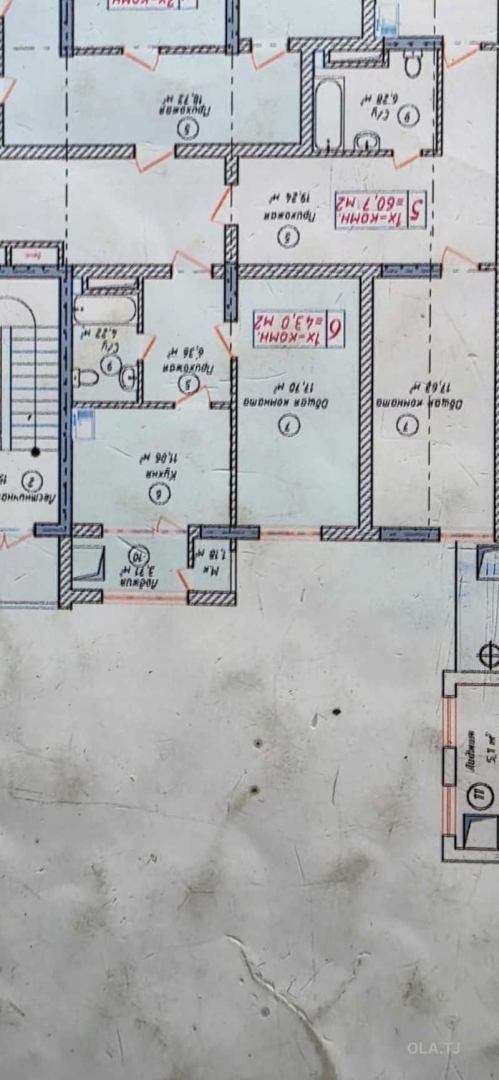 1 комнатная квартира, 12 этаж, 43 м²