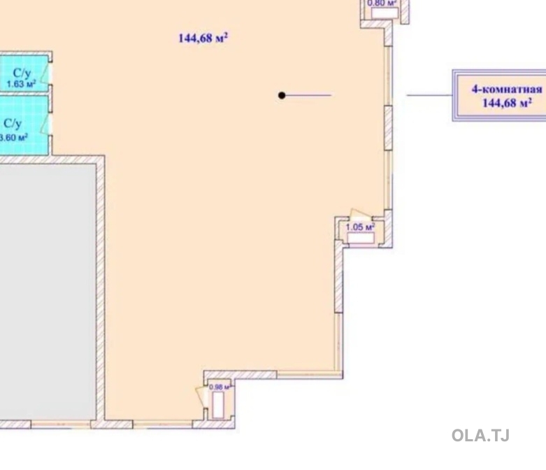 4 комнатная квартира, 9, 145 м²