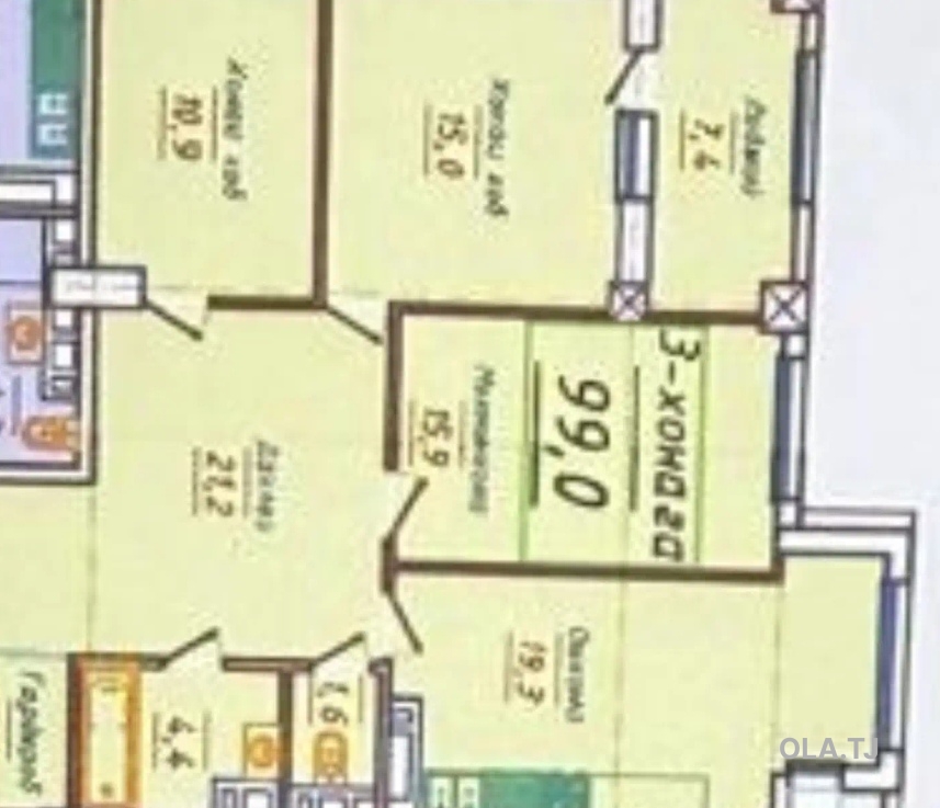 3 комнатная квартира, 8 этаж, 99 м²