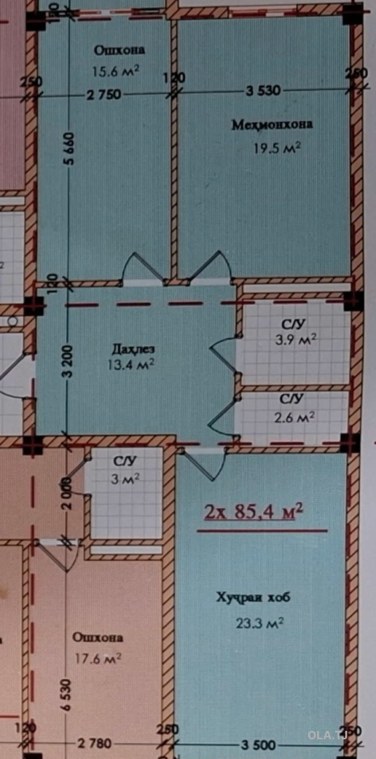 2 комнатная квартира, 10 этаж, 85 м²