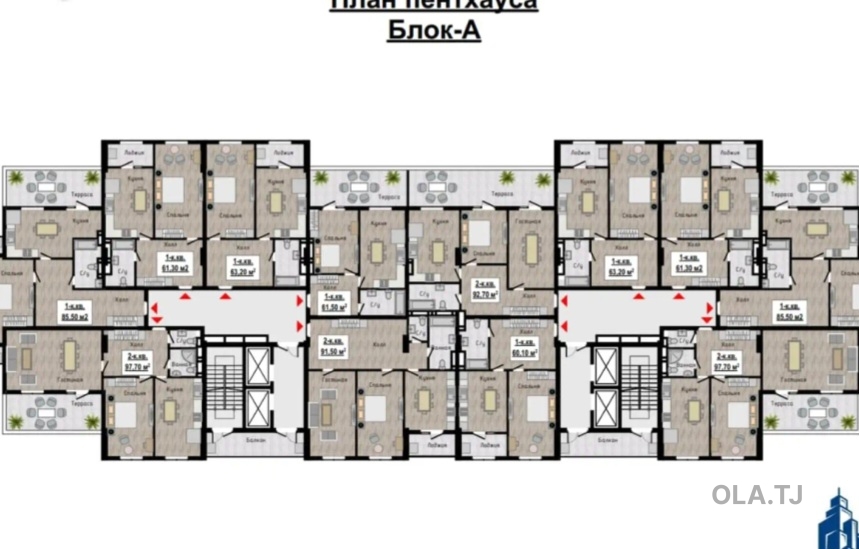 1 комнатная квартира, 5 этаж, 62 м²