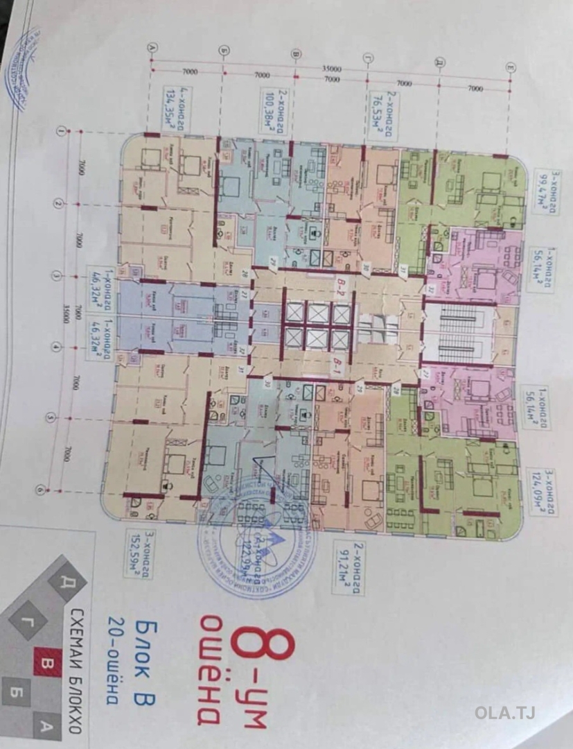 3 комнатная квартира, 8 этаж, 123 м²