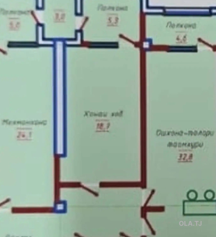 2 комнатная квартира, 9 этаж, 117 м²