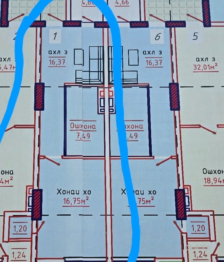 1 комнатная квартира, 13 этаж, 55 м²