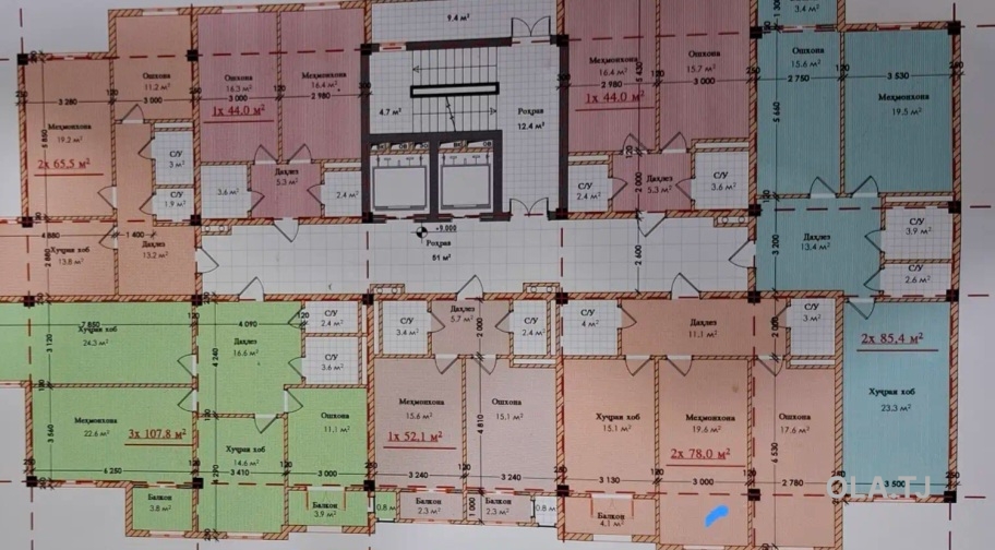 3 комнатная квартира, 11 этаж, 107 м²