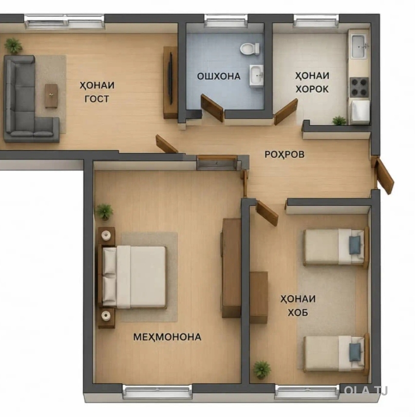 2 комнатная квартира, 8 этаж, 78 м²
