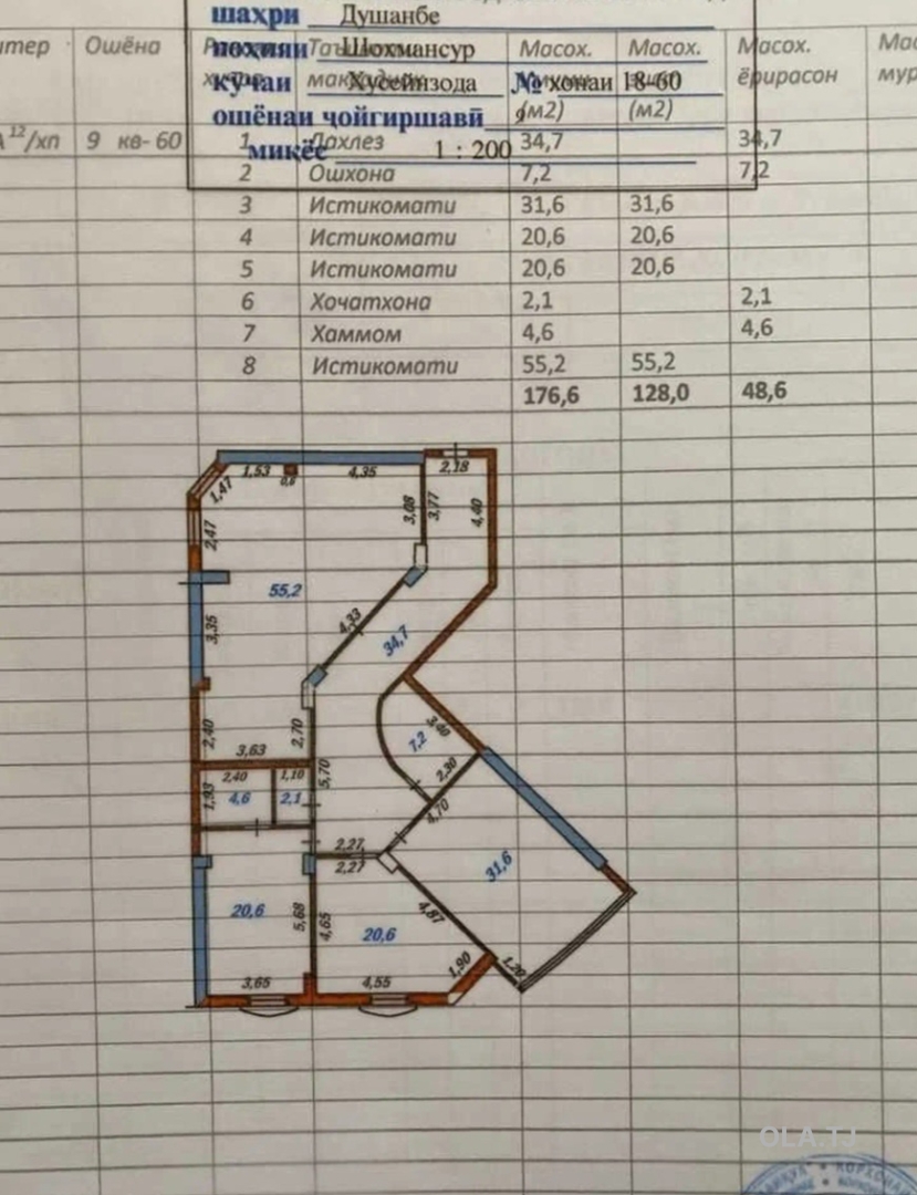 4 комнатная квартира, 9, 78 м²