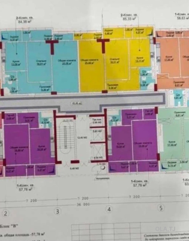 2 комнатная квартира, 7 этаж, 85 м²