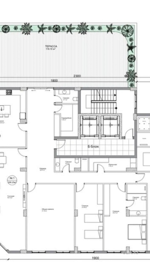 5 комнатная квартира, 19 этаж, 195 м²