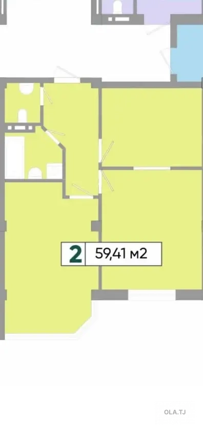 2 комнатная квартира, 6/, 60 м²
