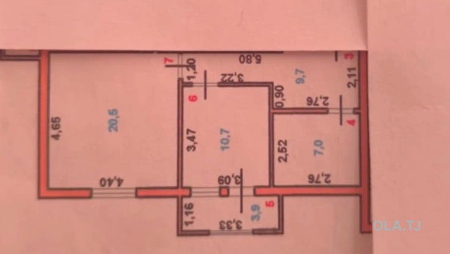 1 комнатная квартира, 7 этаж, 52 м²