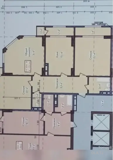 3 комнатная квартира, 9 этаж, 123 м²