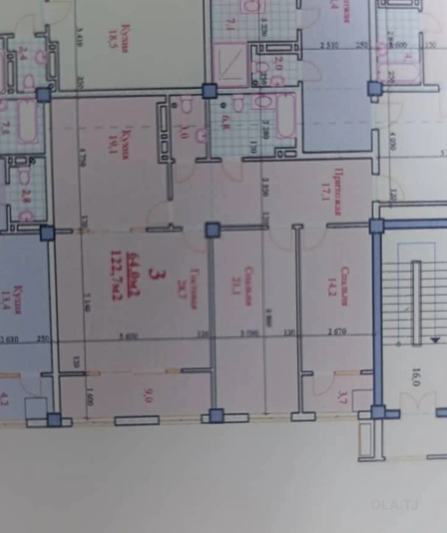 4 комнатная квартира, 17, 123 м²
