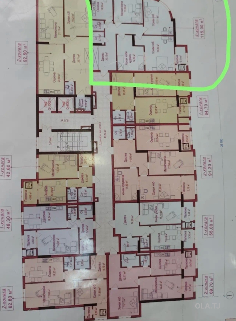 4 комнатная квартира, 5, 115 м²
