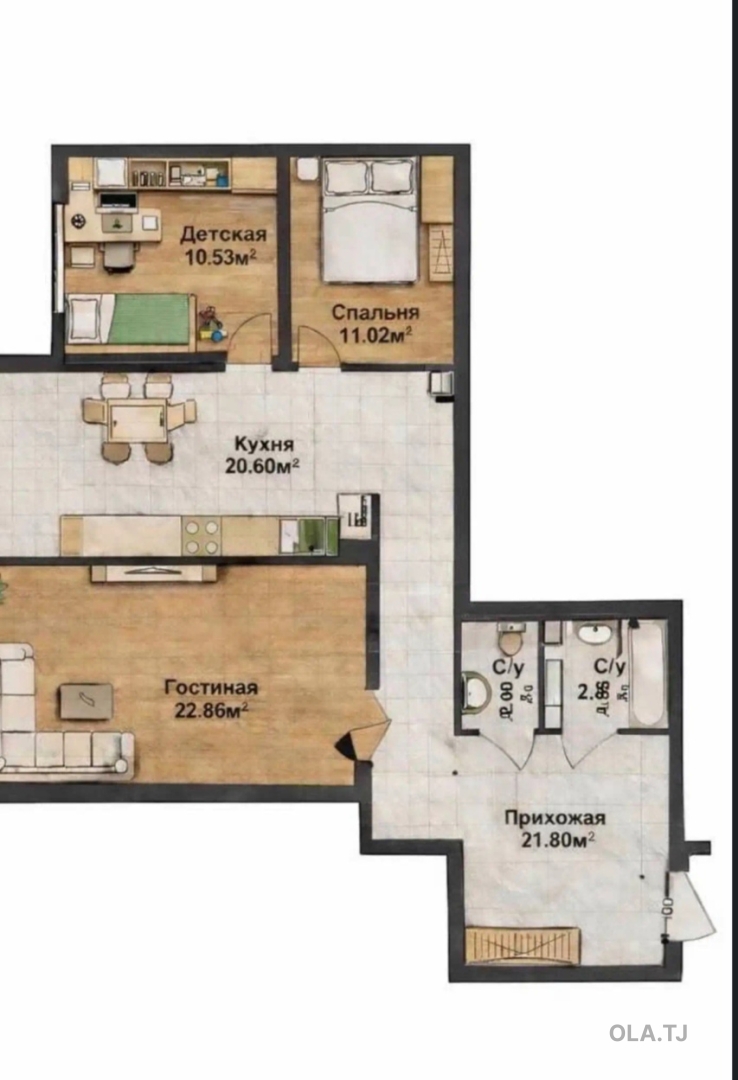 2 комнатная квартира, 15 этаж, 99 м²