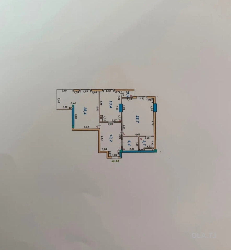 3 комнатная квартира, Цокольный этаж, 70 м²