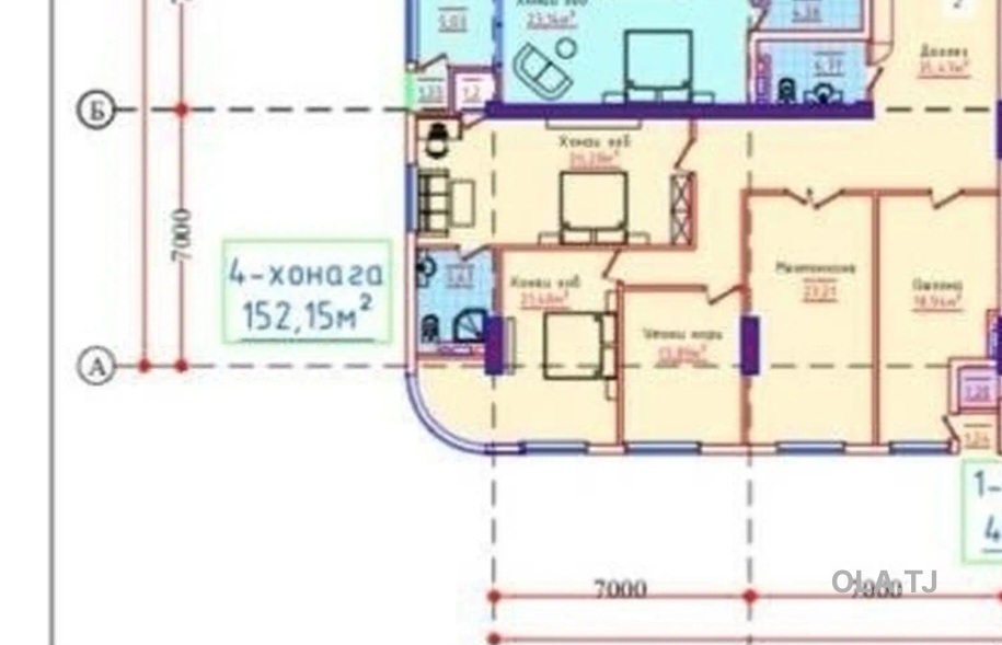 4 комнатная квартира, 14, 152 м²