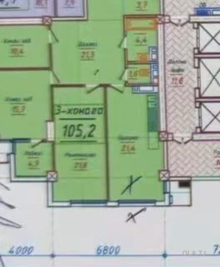 3 комнатная квартира, 17 этаж, 105 м²