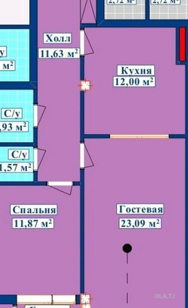 2 комнатная квартира, 4 этаж, 66 м²