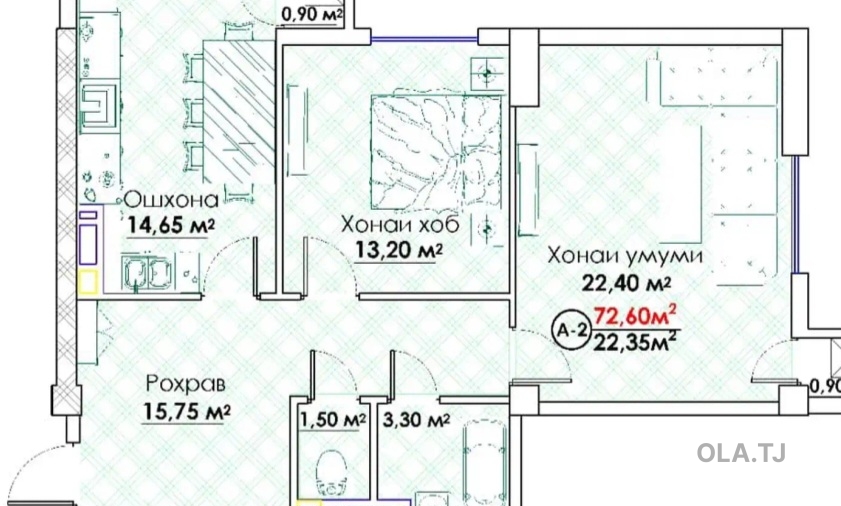 3 комнатная квартира, 15 этаж, 101 м²