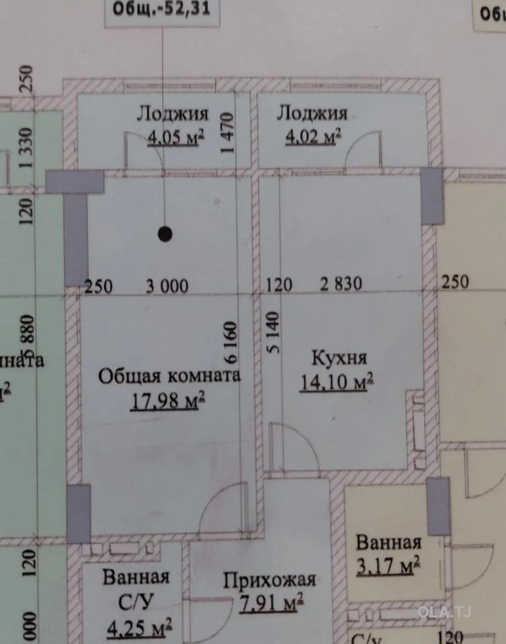 1 комнатная квартира, 10 этаж, 53 м²