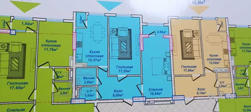 2 комнатная квартира, 2 этаж, 64 м²