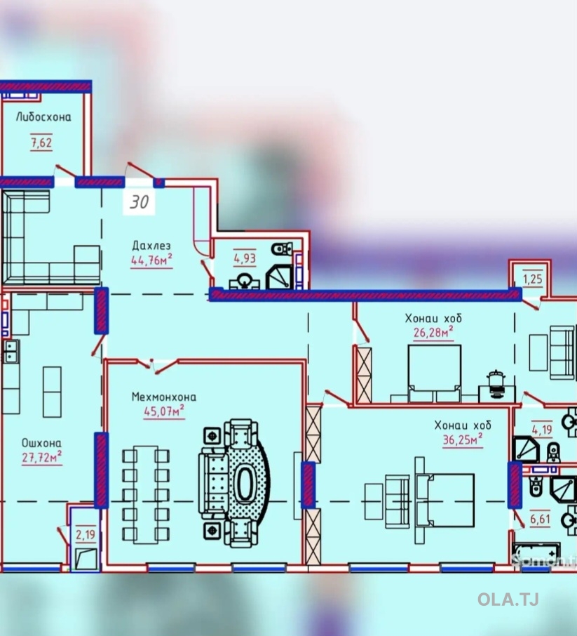 4 комнатная квартира, 18, 207 м²