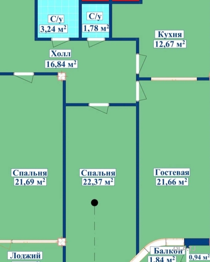 4 комнатная квартира, 10, 107 м²