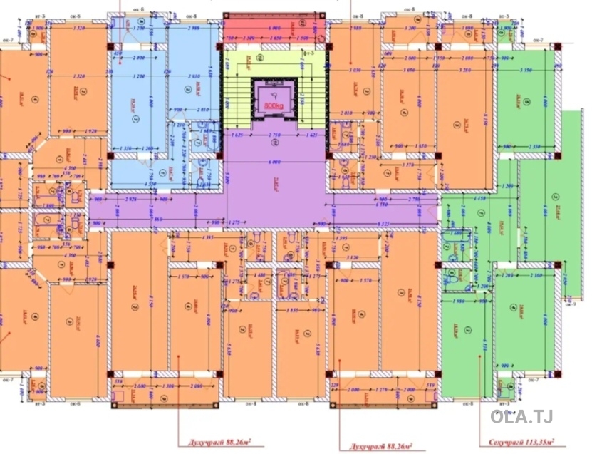 2 комнатная квартира, 5 этаж, 76 м²