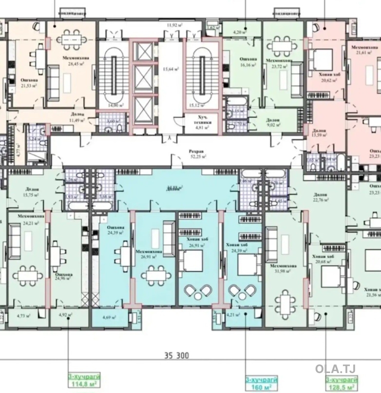 2 комнатная квартира, 8 этаж, 115 м²