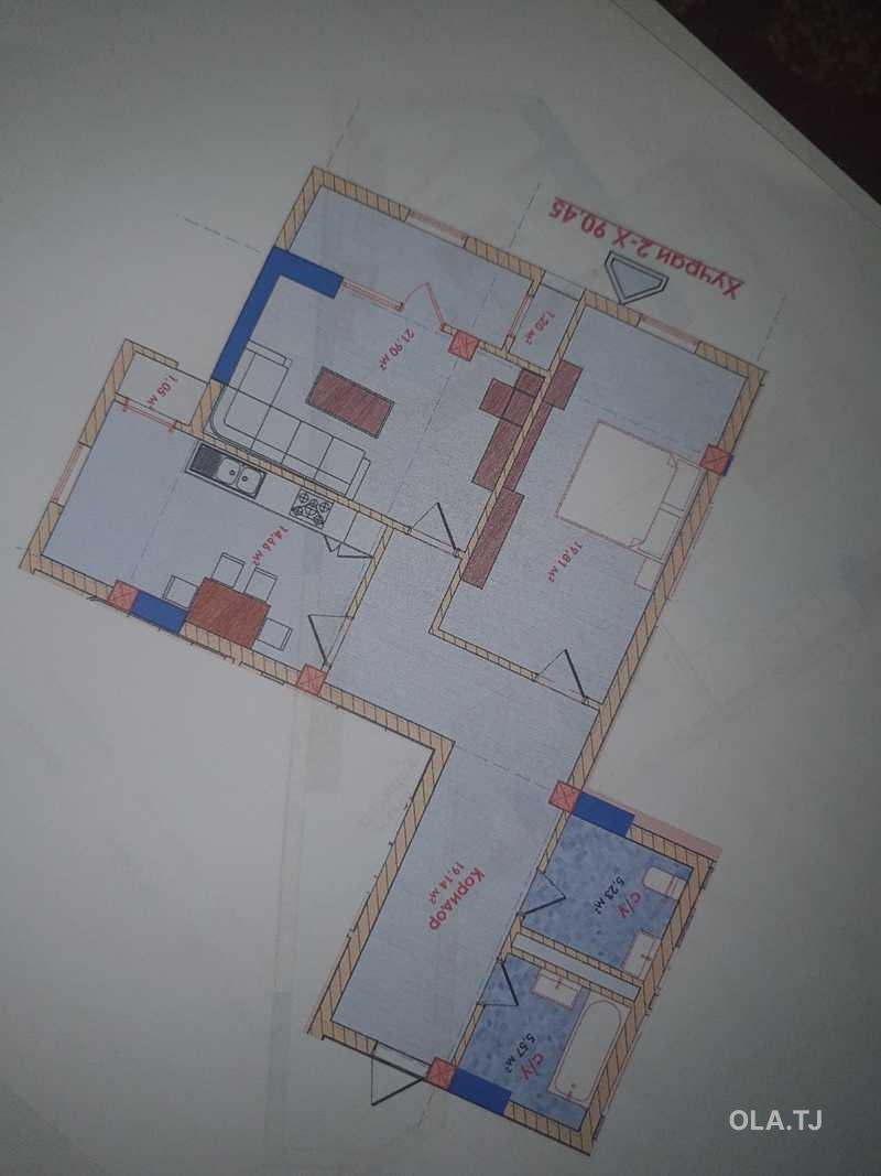 3 комнатная квартира, 7 этаж, 90 м²