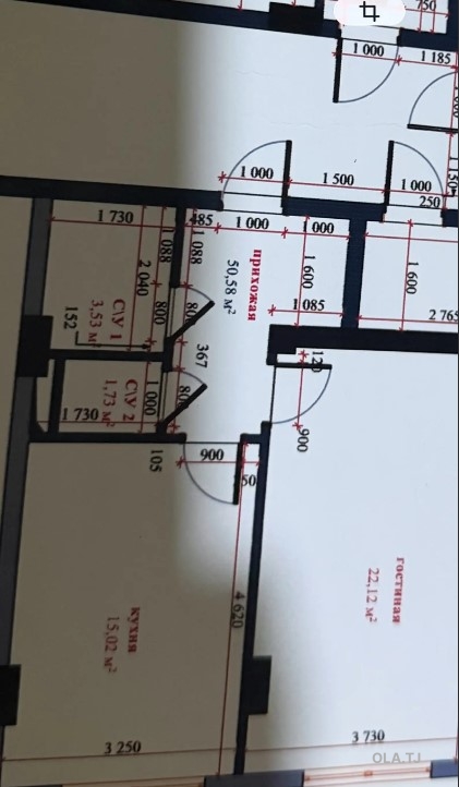 1 комнатная квартира, 12 этаж, 52 м²