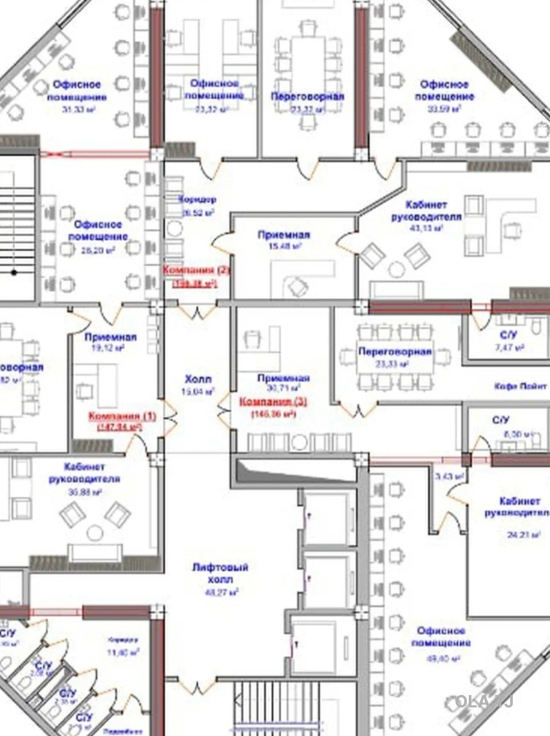 Офис в аренду, В бизнес-центре, 145 м²