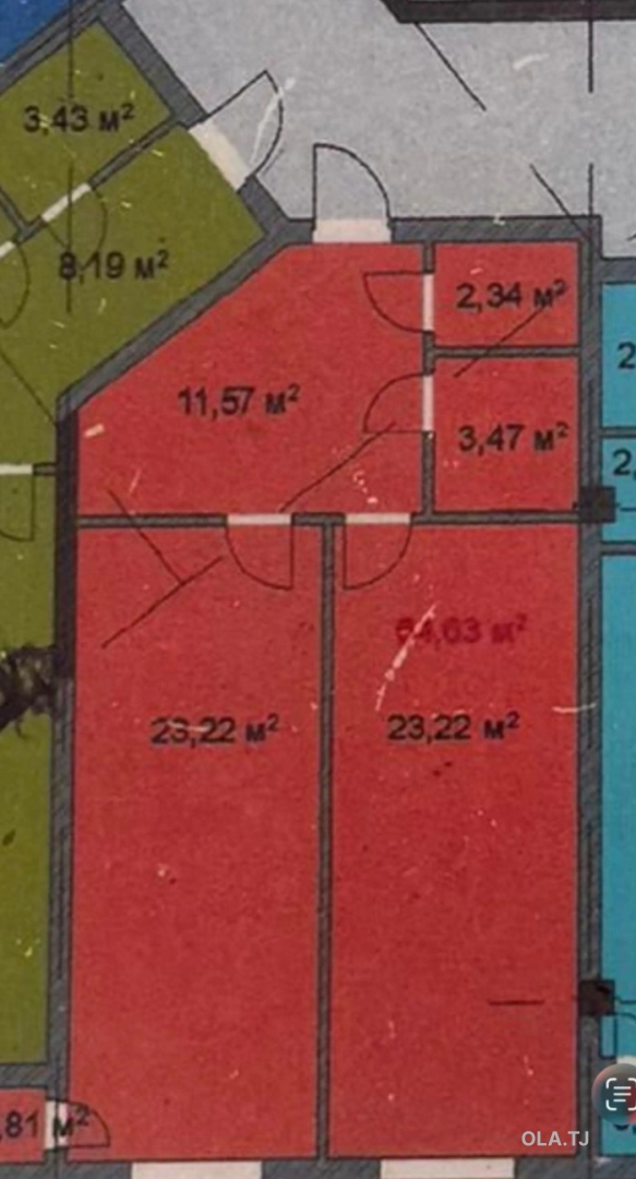 1 комнатная квартира, 2 этаж, 65 м²