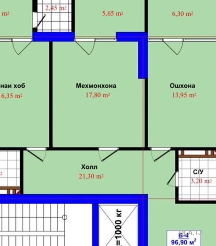 2 комнатная квартира, 10 этаж, 97 м²