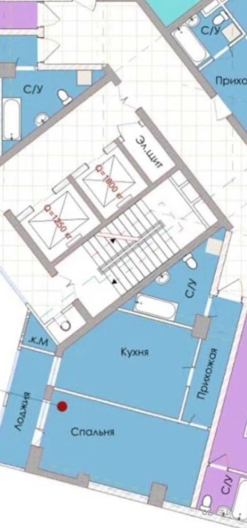 1 комнатная квартира, 15 этаж, 64 м²