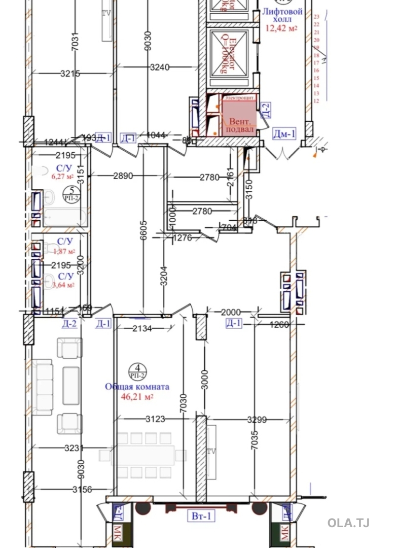4 комнатная квартира, 5, 185 м²