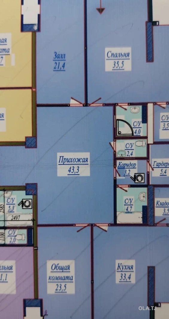 4 комнатная квартира, 14, 184 м²