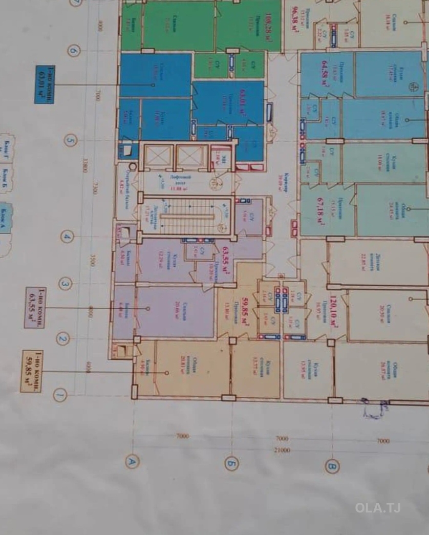 2 комнатная квартира, 3 этаж, 108 м²