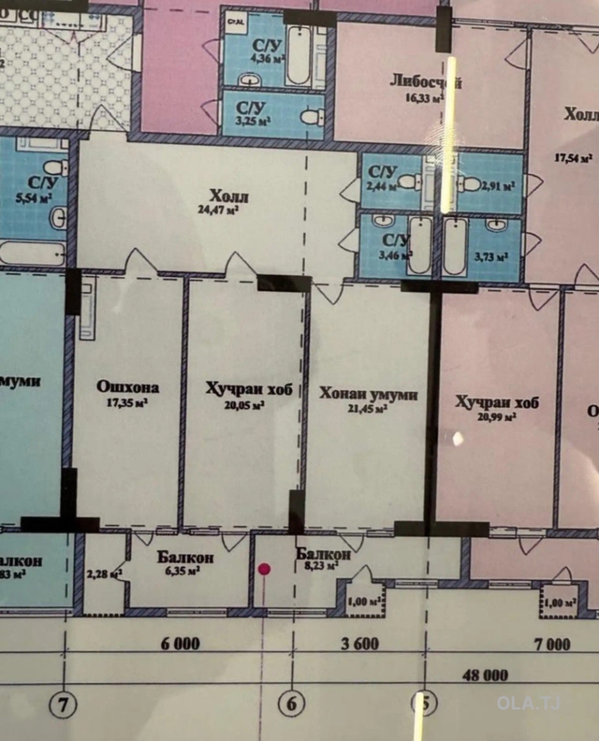 2 комнатная квартира, 3 этаж, 55 м²