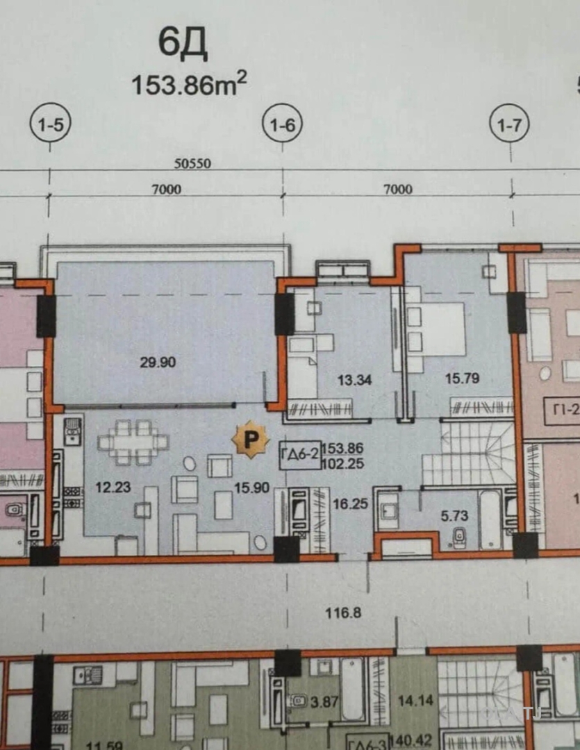 5 комнатная квартира, 19 этаж, 184 м²
