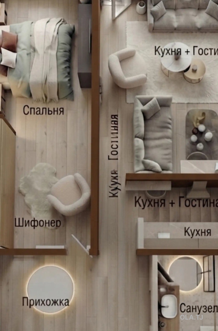 1 комнатная квартира, 7 этаж, 51 м²