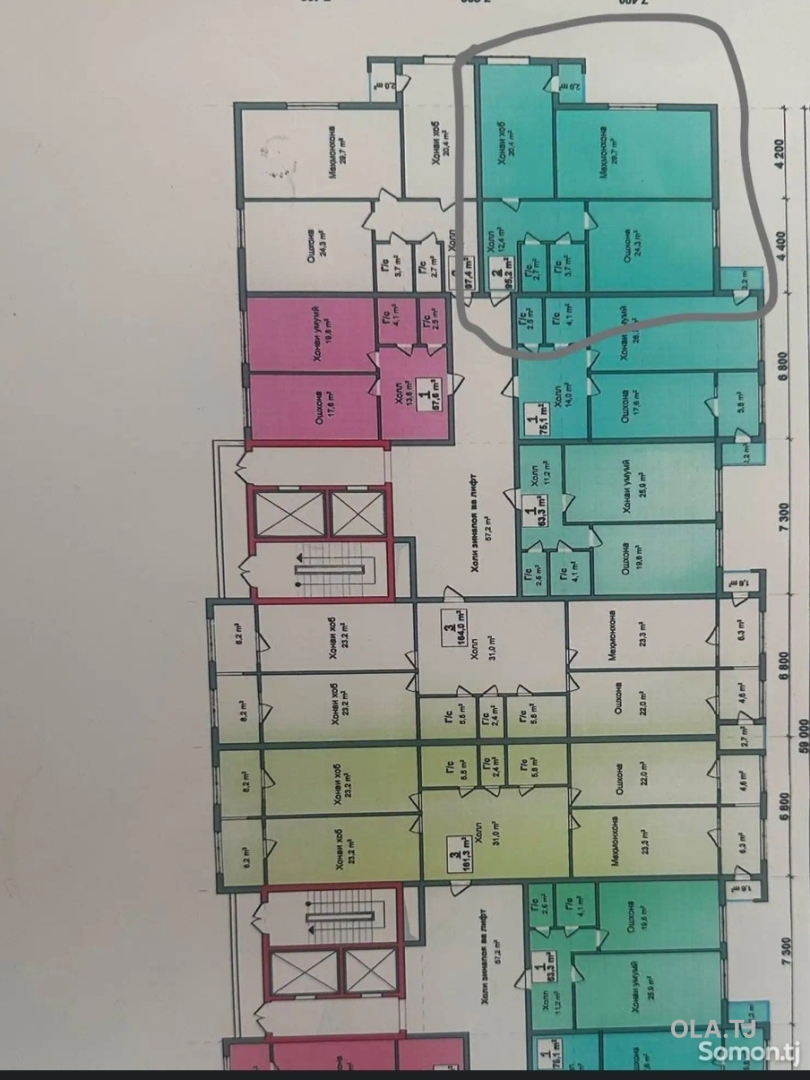 2 комнатная квартира, 13 этаж, 95 м²