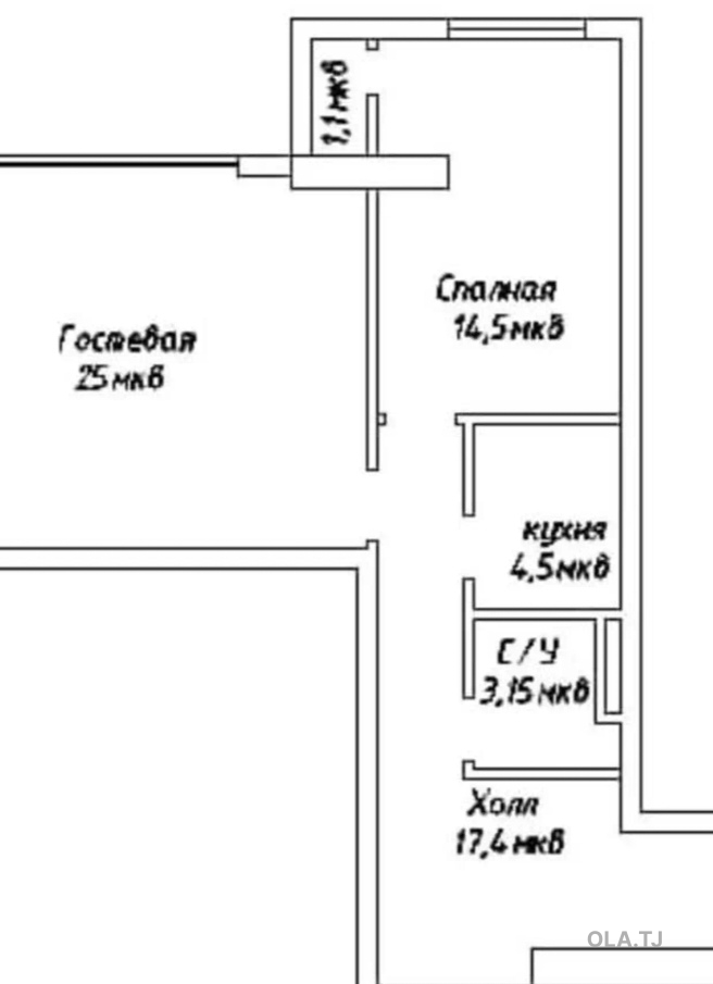 2 комнатная квартира, 10 этаж, 62 м²