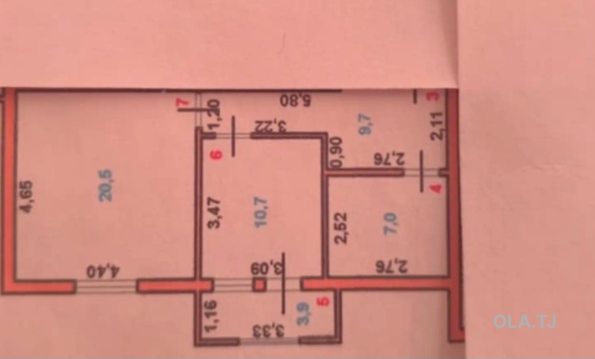 1 комнатная квартира, 7 этаж, 52 м²