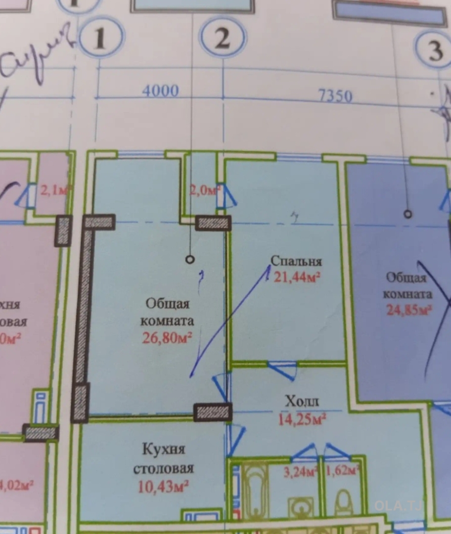 2 комнатная квартира, 12 этаж, 80 м²
