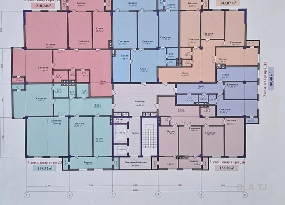 2 комнатная квартира, 2 этаж, 80 м²