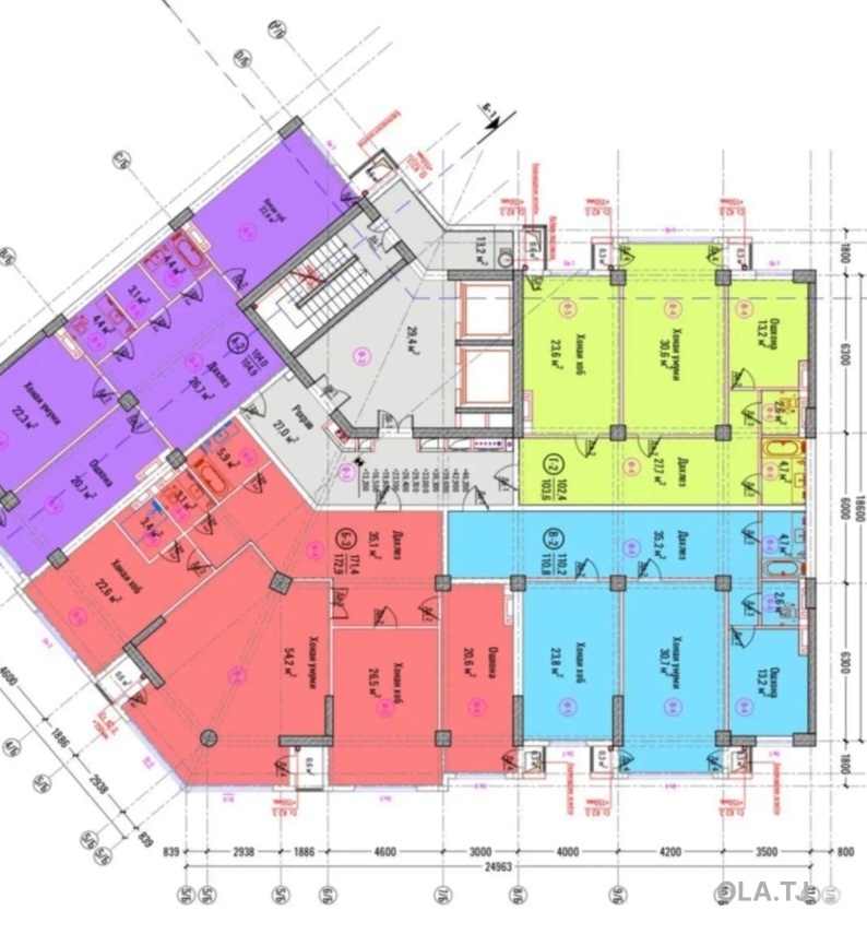 2 комнатная квартира, 6 этаж, 112 м²