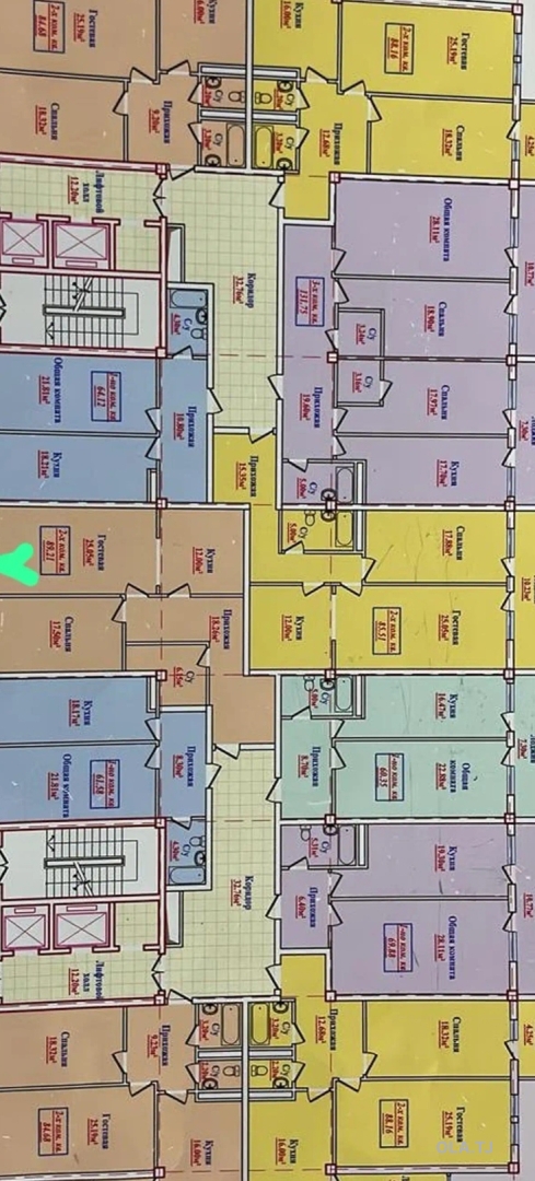 2 комнатная квартира, 11 этаж, 89 м²