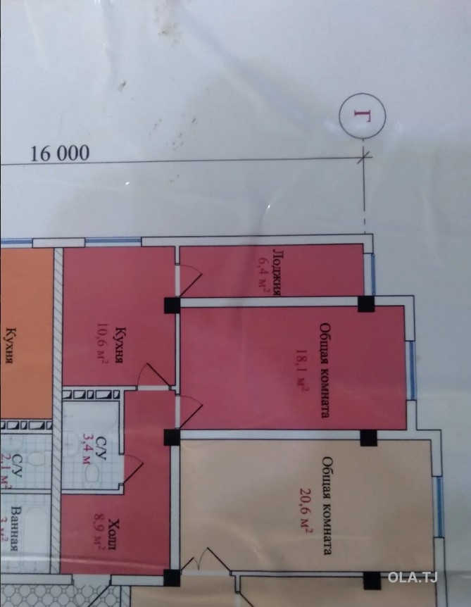 1 комнатная квартира, 6 этаж, 48 м²